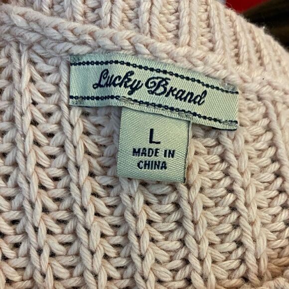 Lucky Brand Women's Medium Chunky‎ Cable Knit Light Pink Pullover Sweater - Picture 2 of 7